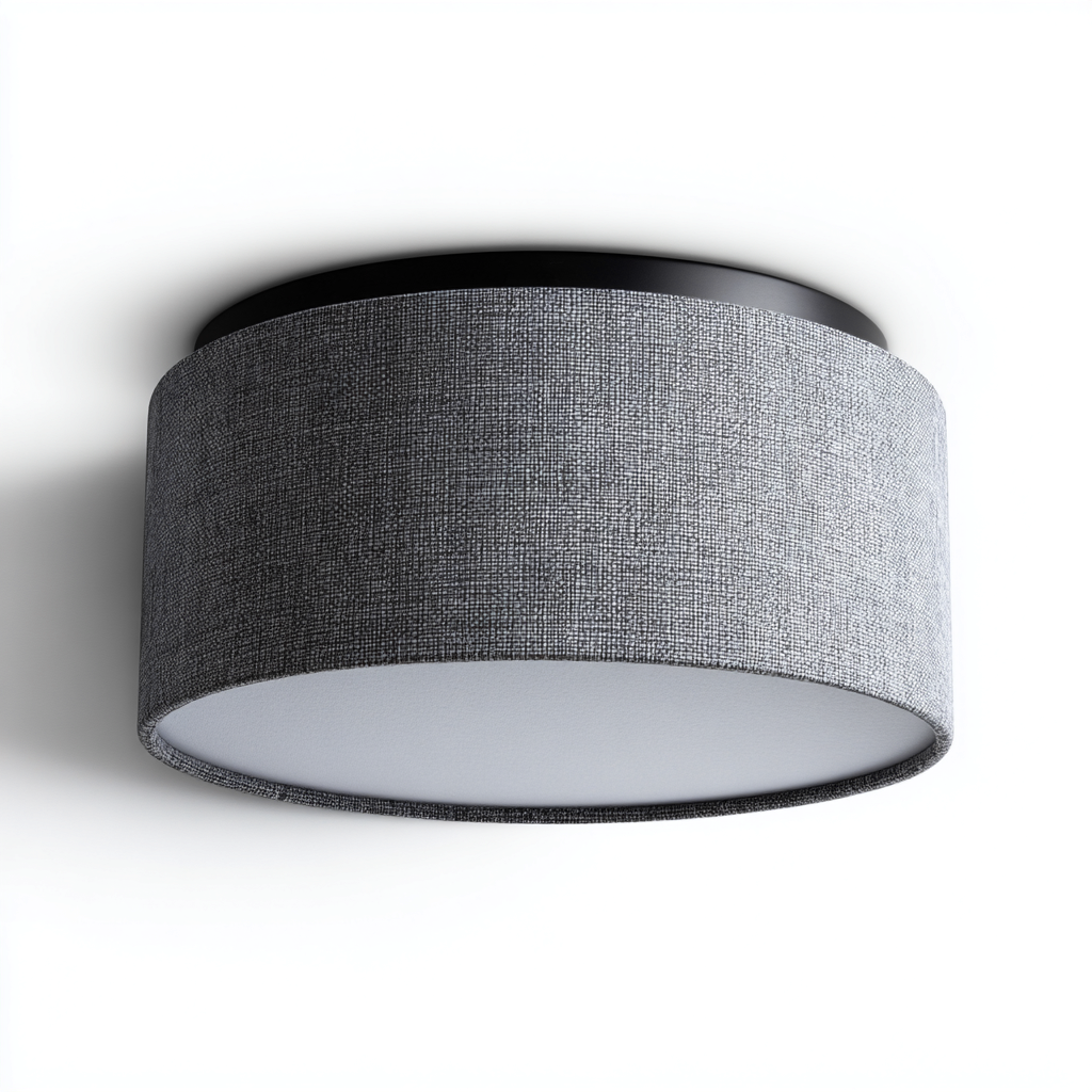 Plafonnier métal-tissu 35x35x18 cm - gris-noir - style moderne-Abodeixe