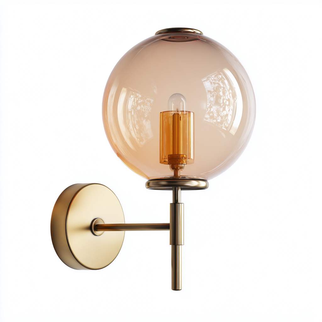 Applique murale metal-verre 18x22x30 cm - or-ambre - design moderne-Abodeixe