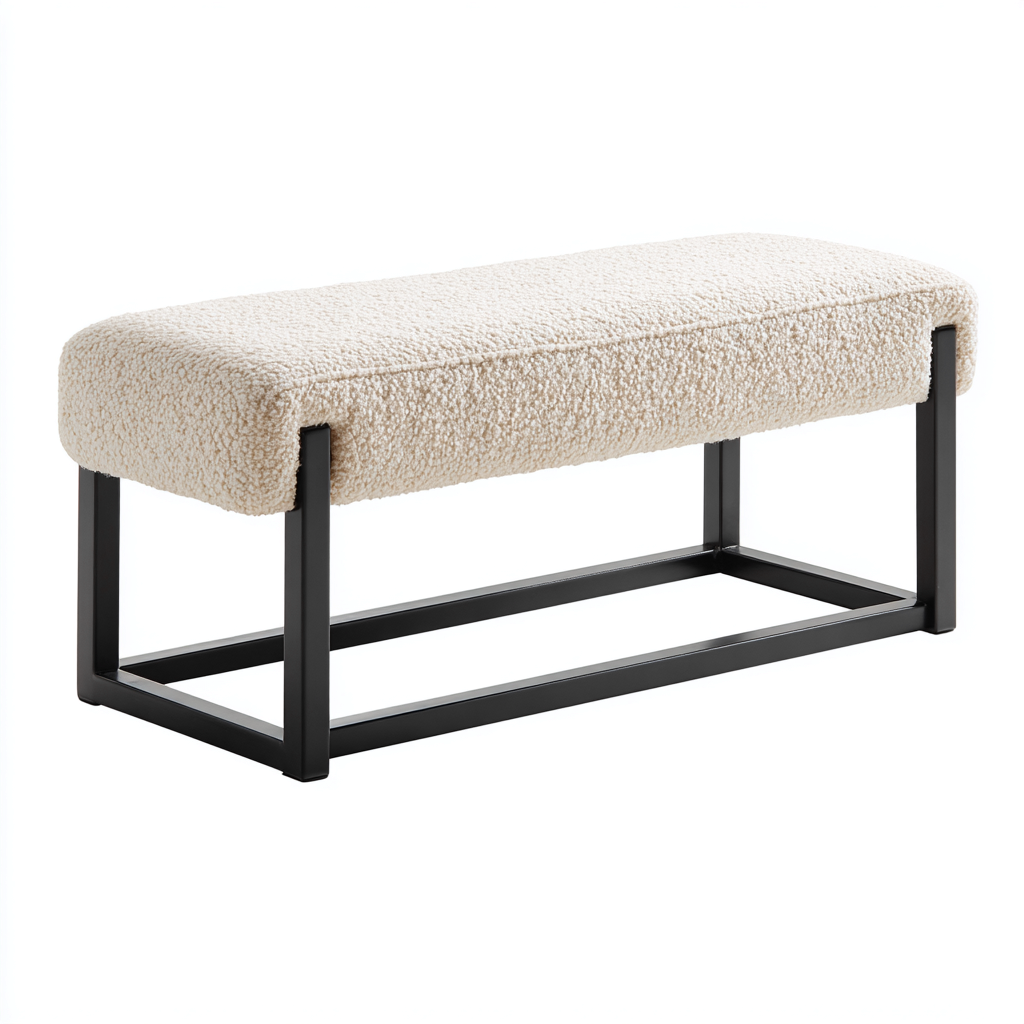 Banc d'entrée tissu 100x35x45 cm beige - structure métallique moderne-Abodeixe