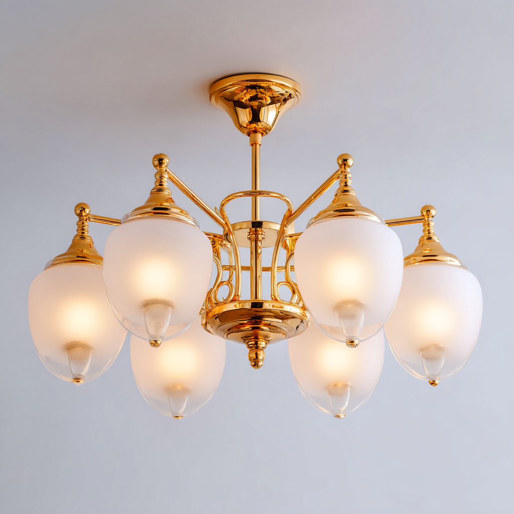 Plafonnier en métal et verre 60x60x35 cm or design classique-Abodeixe