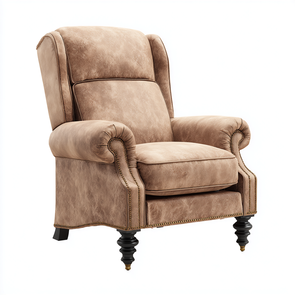 Fauteuil relax simili-cuir 92x90x108 cm beige - Style classique-Abodeixe