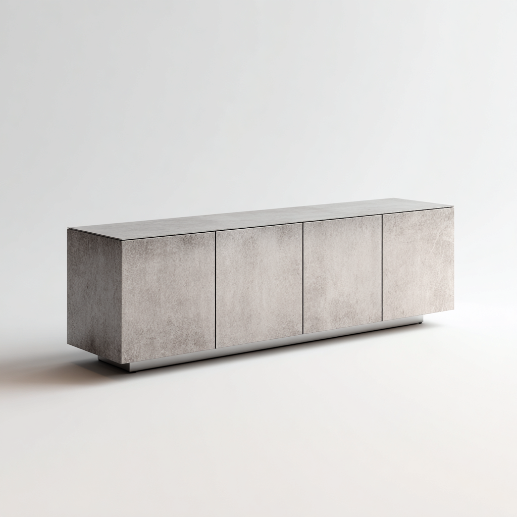 Meuble TV bois 180x42x55 cm - gris - style moderne-Abodeixe