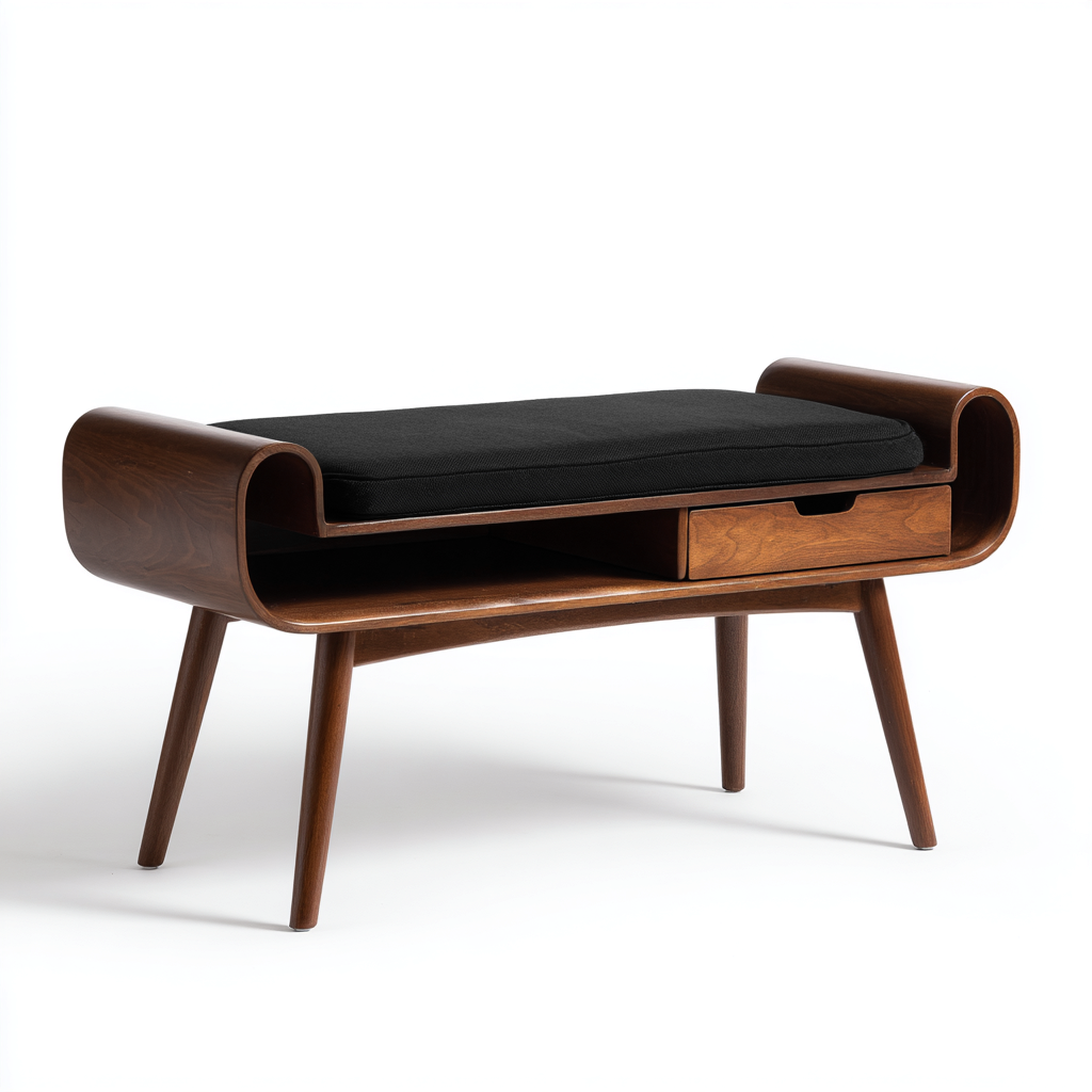 Banc d'entrée bois 90x35x48 cm - noir-brun - design vintage-Abodeixe