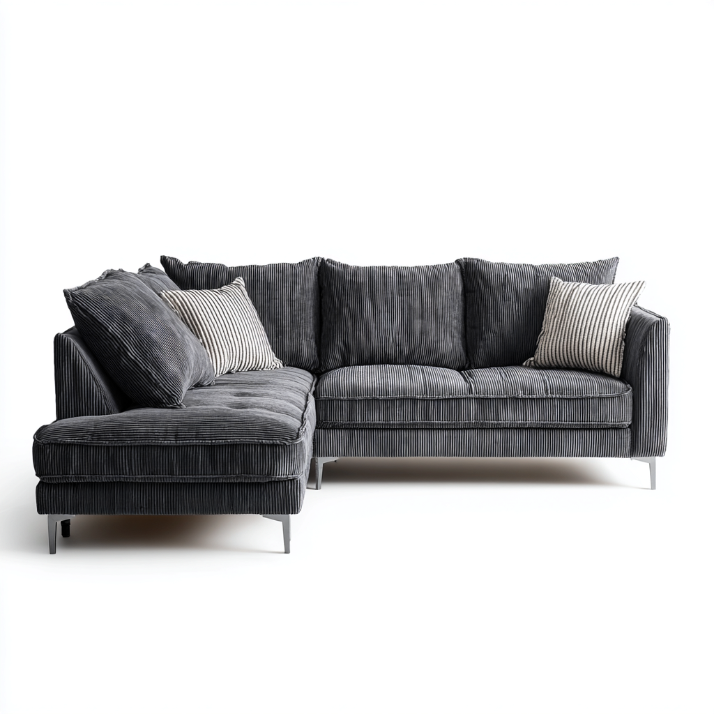 Canapé d'angle tissu rayé 160x90x85 cm - gris - design moderne-Abodeixe