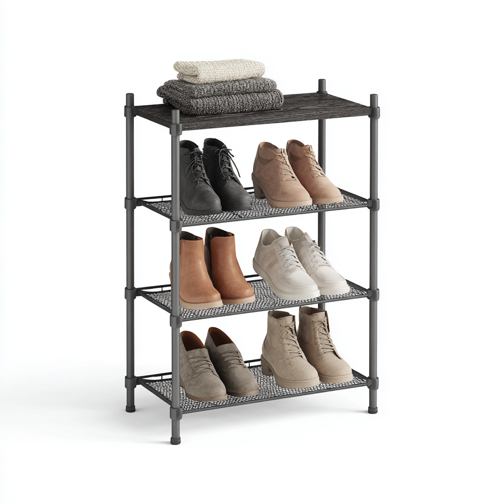 Meuble à chaussures métal 65x30x95 cm - noir - design moderne-Abodeixe