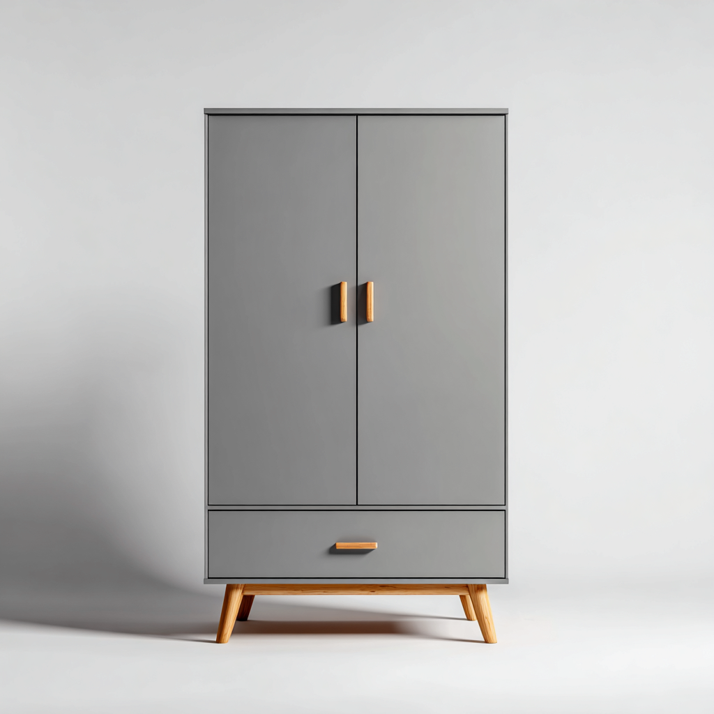 Armoire en bois 100x60x200 cm - Gris - Design moderne-Abodeixe