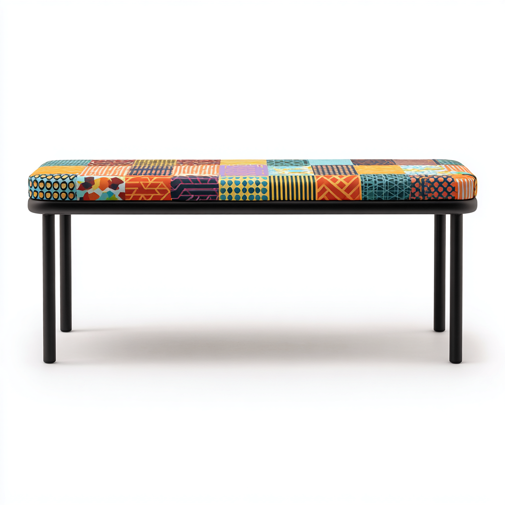 Banc d'entrée tissu 100x35x45 cm multicolore - design patchwork moderne-Abodeixe