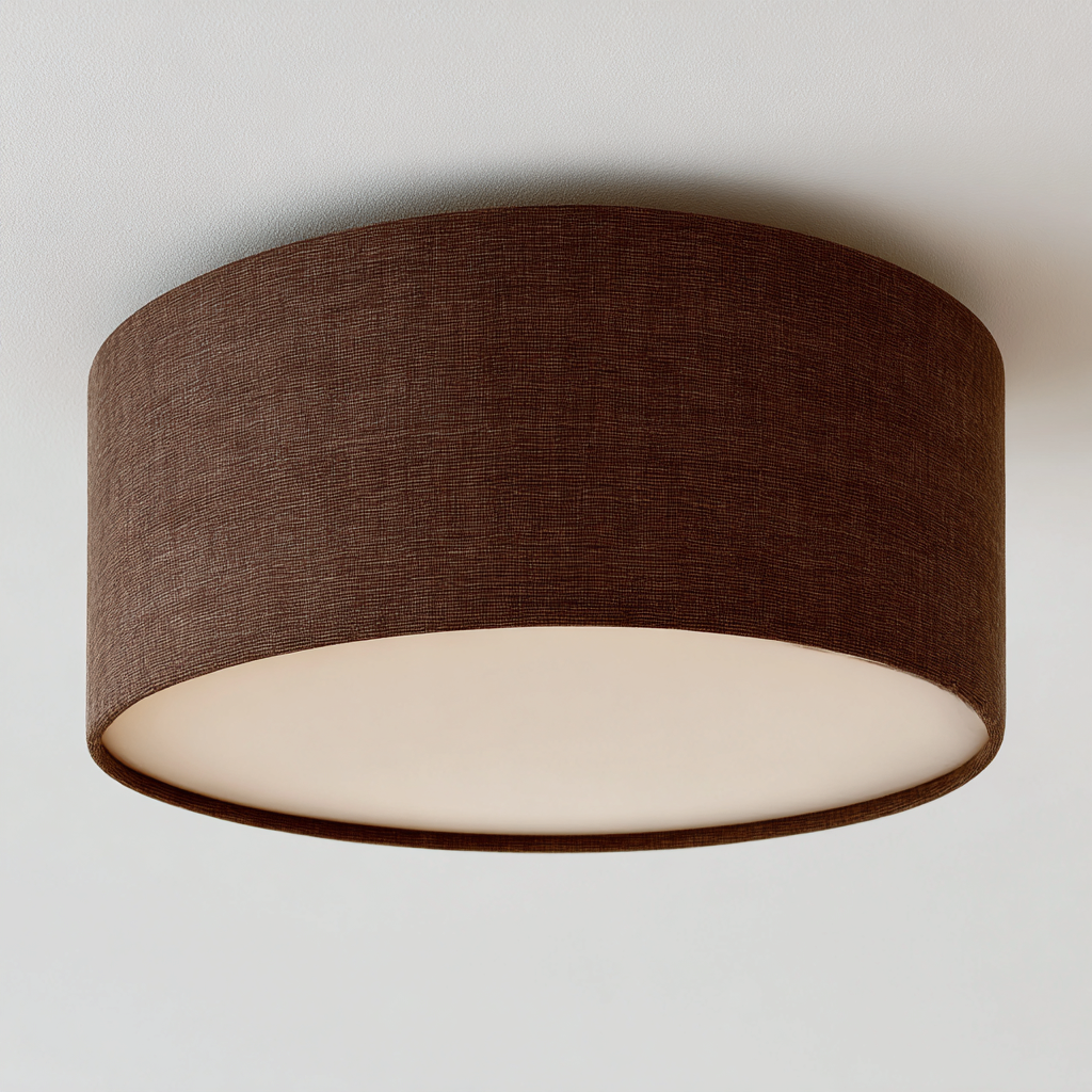 Plafonnier metal-tissu 40x40x18 cm - marron-blanc - design moderne-Abodeixe