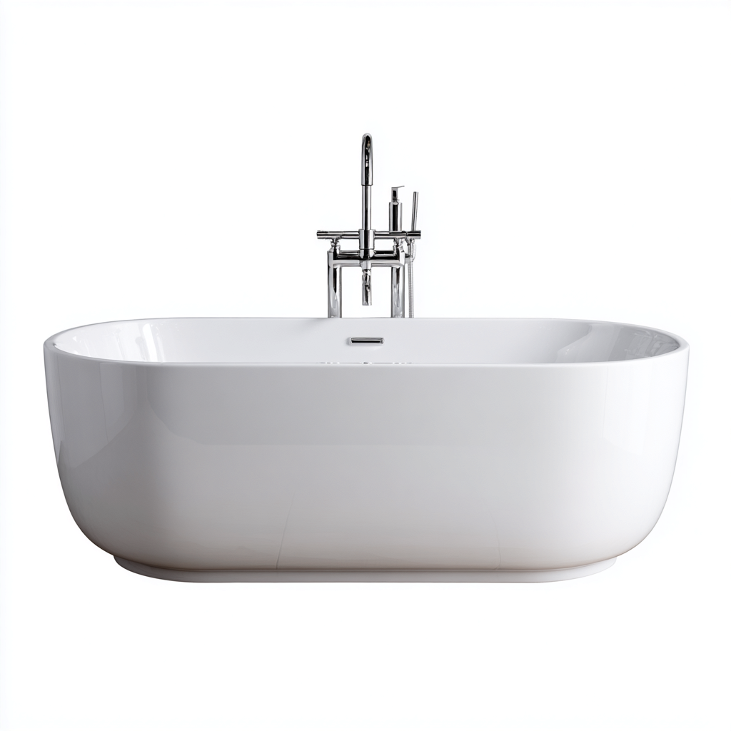 Baignoire acrylique 175x80x60 cm - blanc-chrome - style moderne-Abodeixe