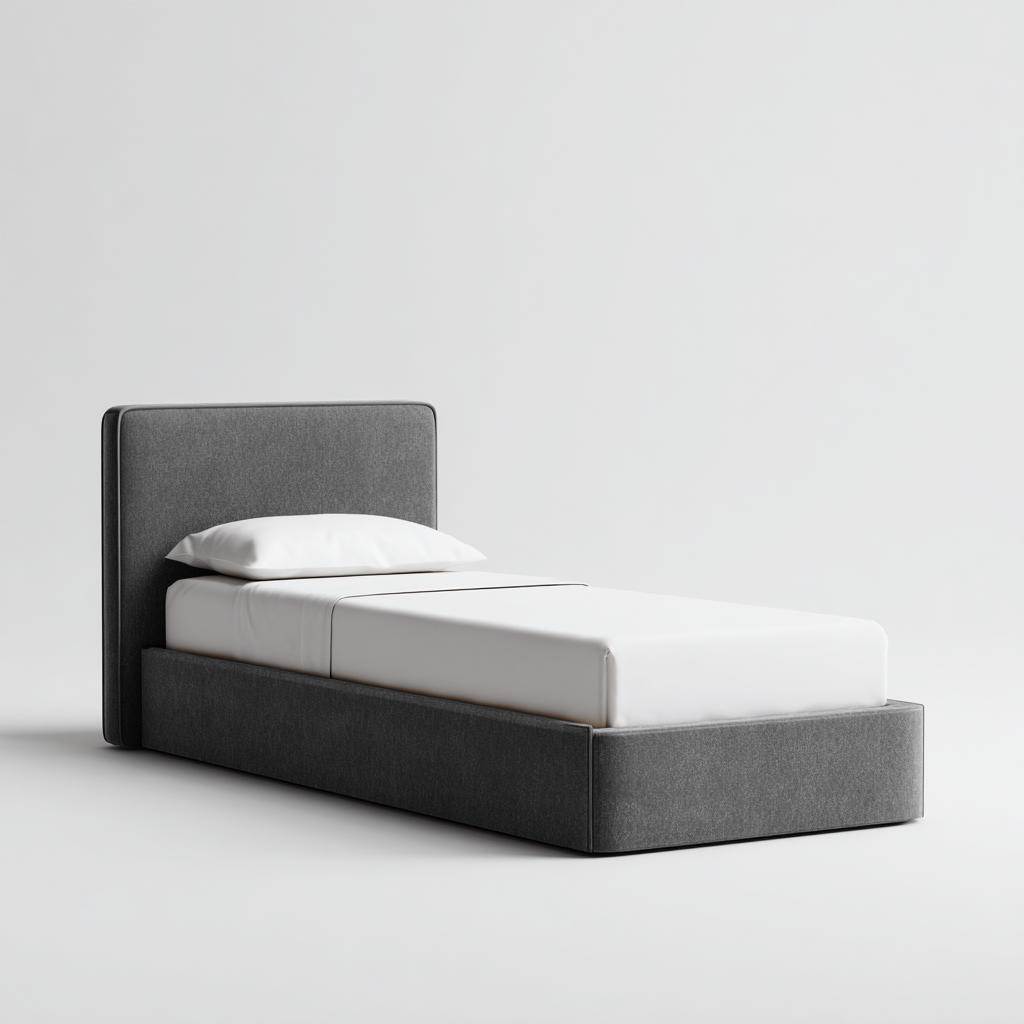 Lit simple tissu 200x95x100 cm gris - design contemporain-Abodeixe