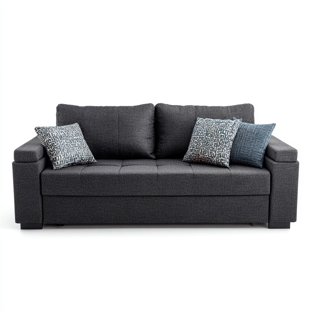 Canapé 3 places tissu 210x92x86 cm - gris foncé - design moderne pour salon-Abodeixe