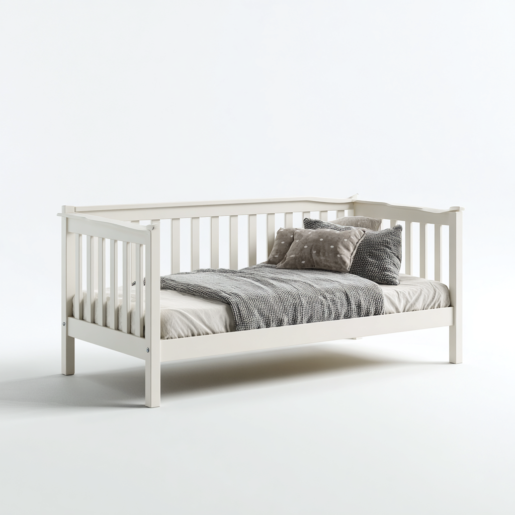 Canapé-lit panneaux bois 210x90x85 cm blanc pour salon style classique-Abodeixe