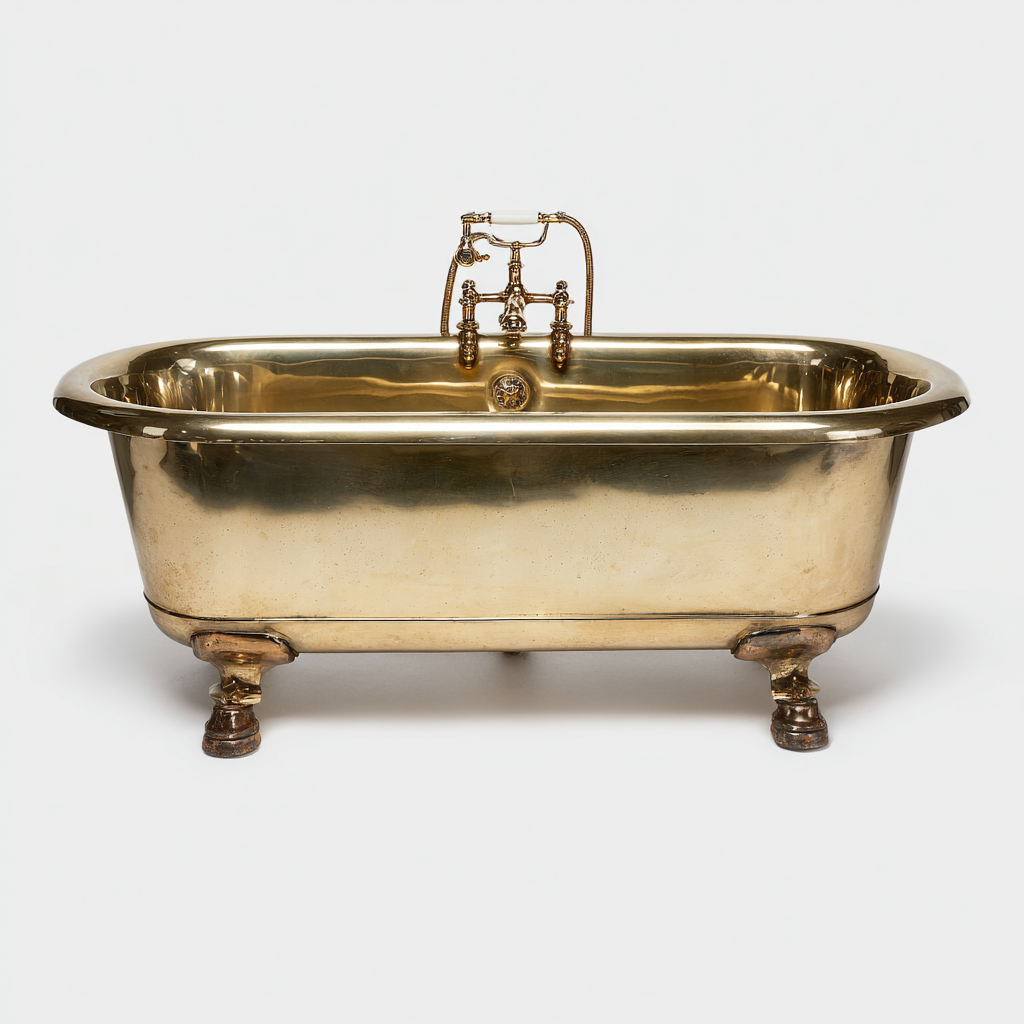 Baignoire autoportante 160x70x75 cm - laiton - style vintage-Abodeixe
