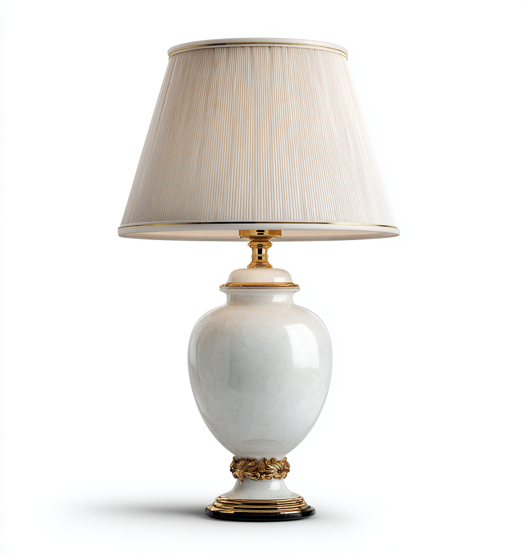 Lampe de table en céramique 28x28x48 cm - blanc - style moderne-Abodeixe