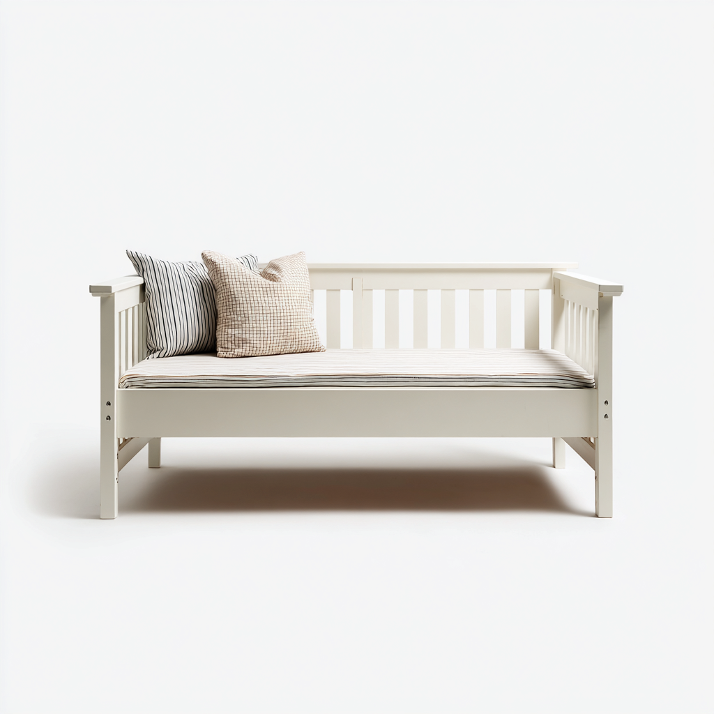 Canapé-lit-bois-205x95x85 cm-blanc-style classique-Abodeixe