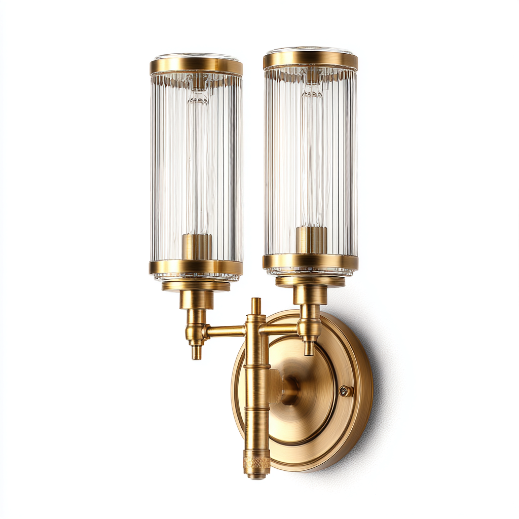 Applique murale metal-verre 15x20x35 cm - or-translucide - design classique-Abodeixe