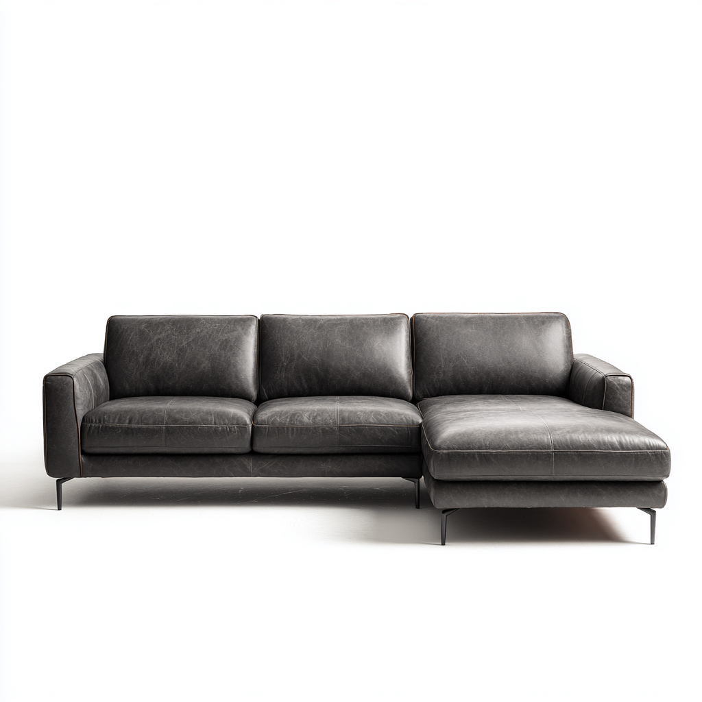 Canapé d'angle simili-cuir 270x165x85 cm gris - Design contemporain-Abodeixe