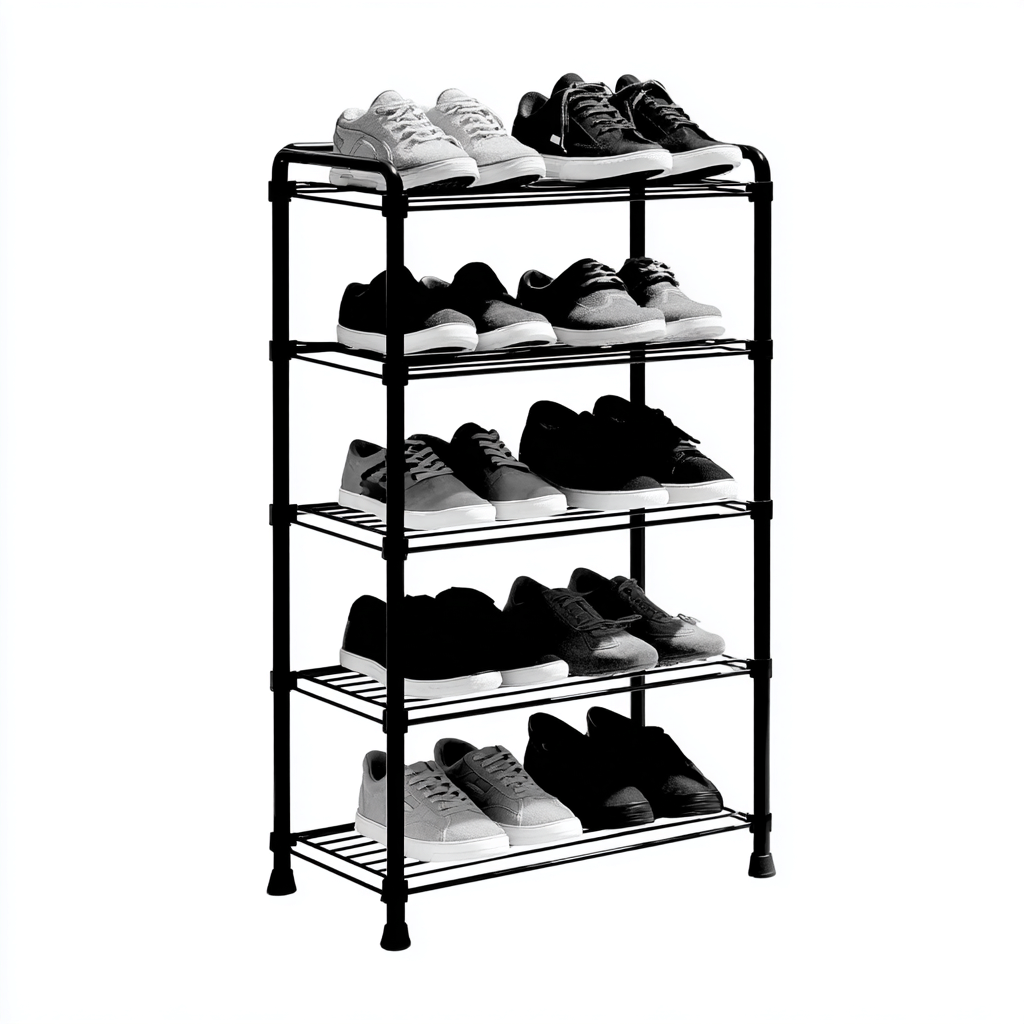 Meuble à chaussures métal 60x30x95 cm - noir - design moderne-Abodeixe