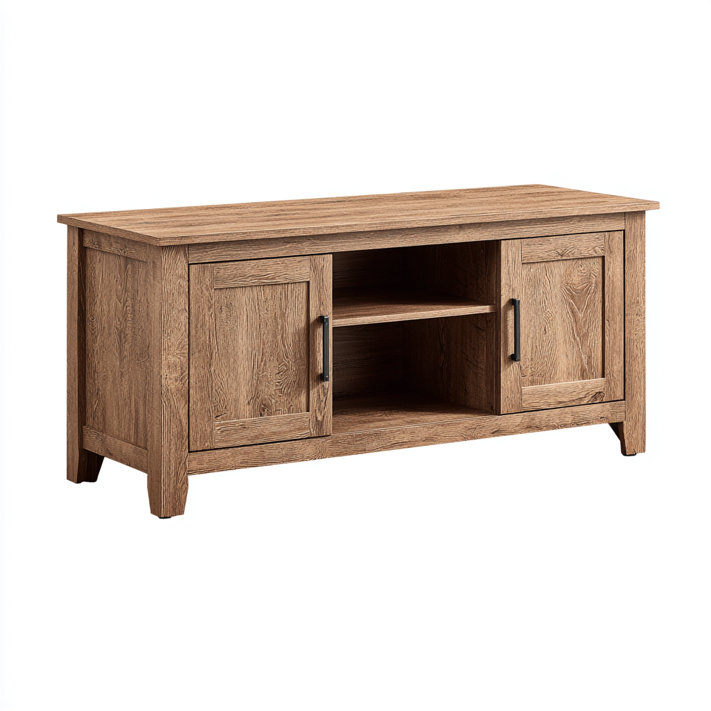 Meuble TV bois 150x40x60 cm - marron - style rustique-Abodeixe