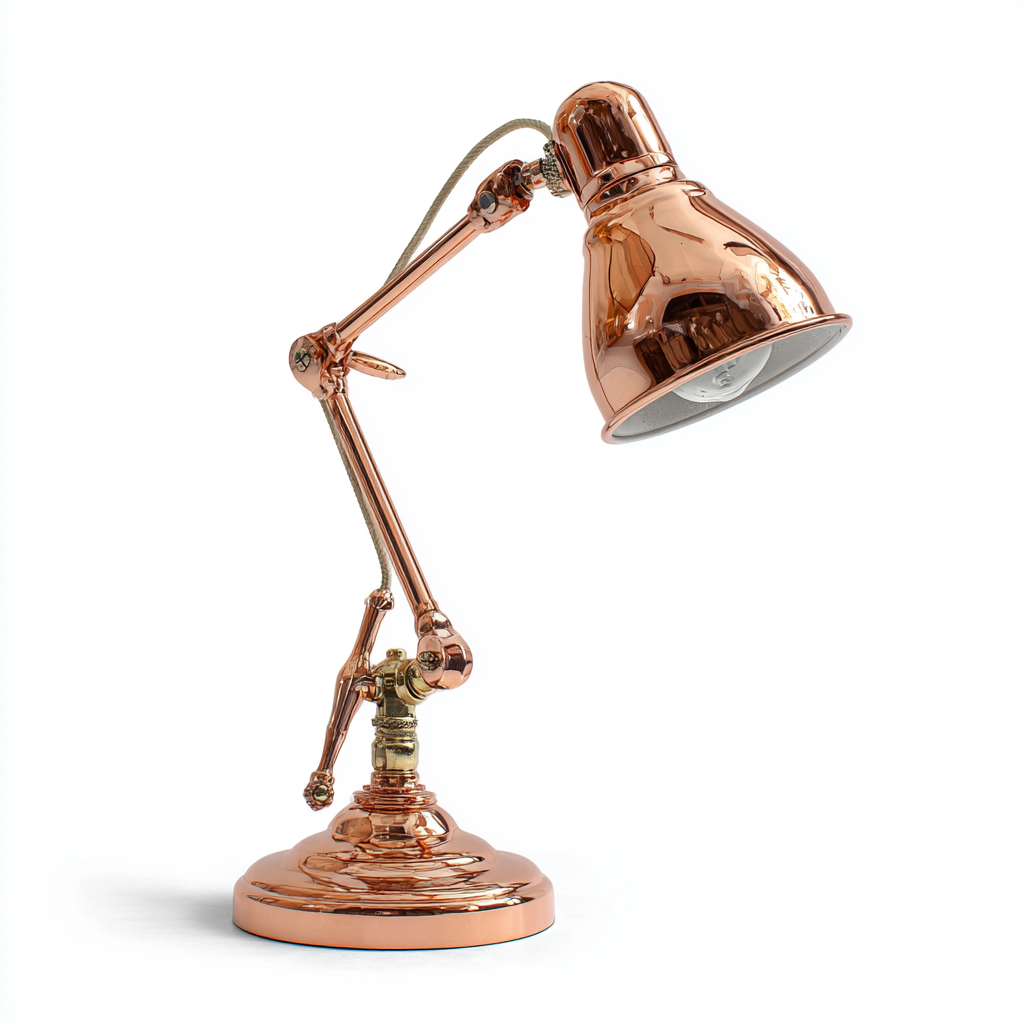 Lampe de table metal 25x18x45 cm cuivre rose pour bureau - design industriel-Abodeixe