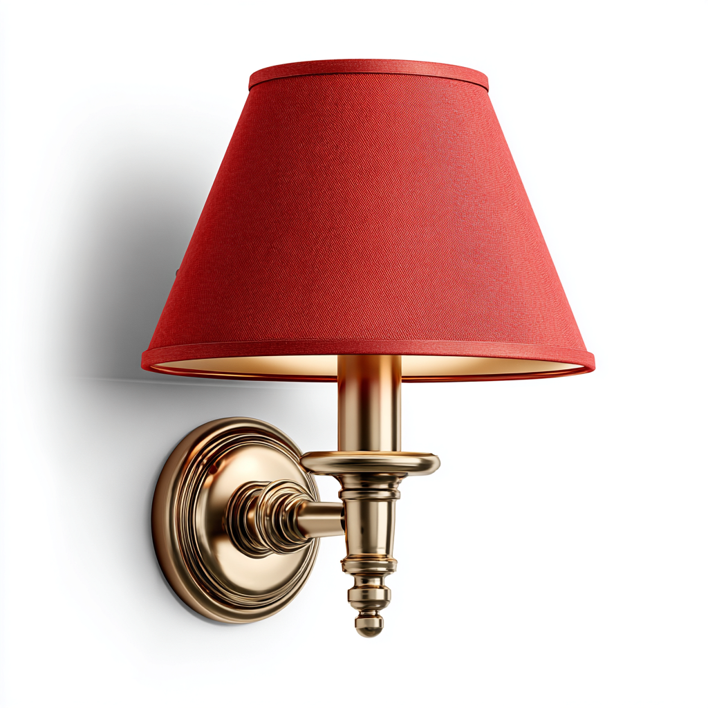 Applique murale en métal doré et abat-jour en tissu 14x20x28 cm - doré-rouge - style classique-Abodeixe