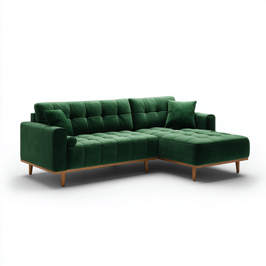 Canapé d'angle velours 270x170x85 cm vert - Design moderne-Abodeixe