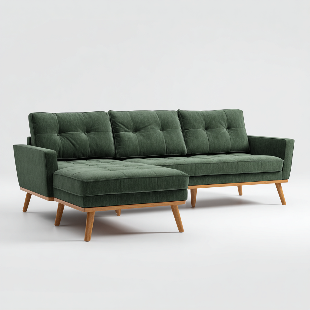 Canapé d'angle tissu 258x160x86 cm - vert - style moderne-Abodeixe