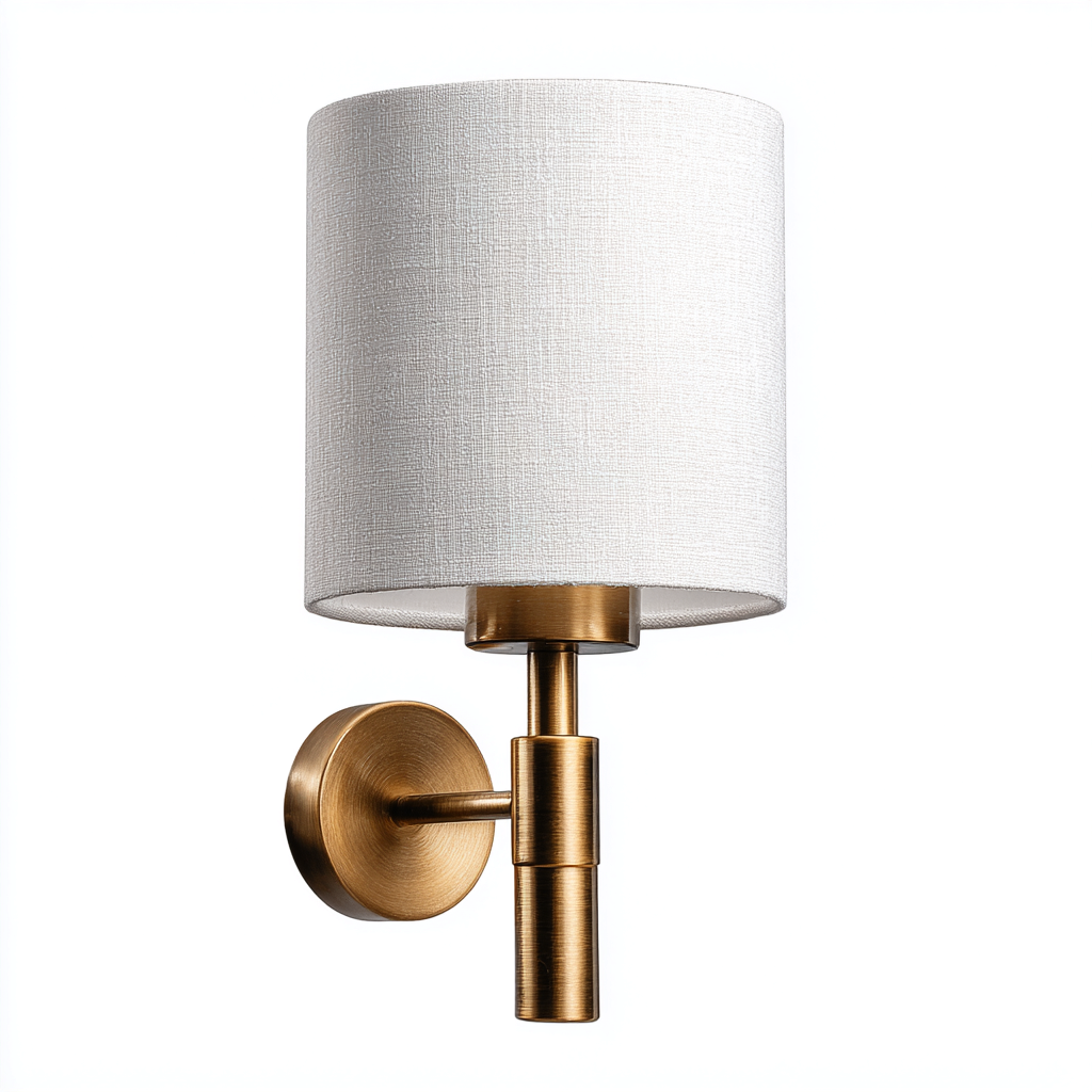 Applique murale en métal et tissu 15x18x30 cm - laiton brossé-blanc - style contemporain-Abodeixe