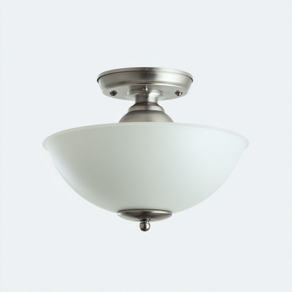 Plafonnier en métal et verre 28x28x22 cm - nickel brossé-blanc - style contemporain-Abodeixe