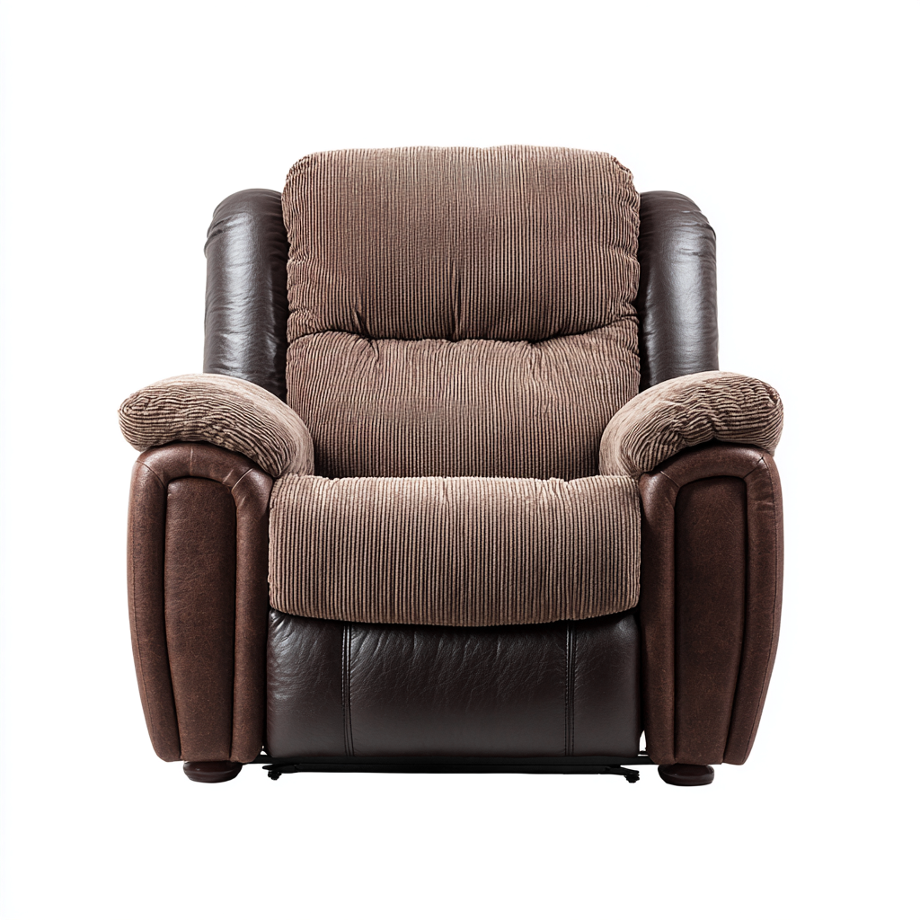 Fauteuil relax tissu et cuir 90x90x110 cm - marron - design moderne-Abodeixe