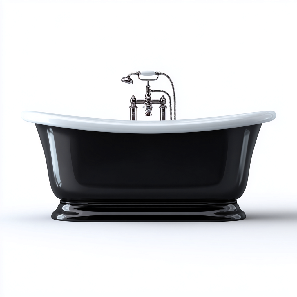 Baignoire indépendante 166x74x70 cm - noir-blanc - style classique-Abodeixe