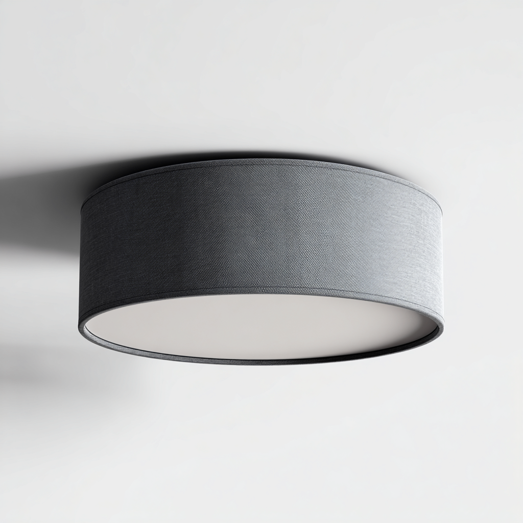 Plafonnier en tissu et métal 38x38x14 cm gris design moderne-Abodeixe