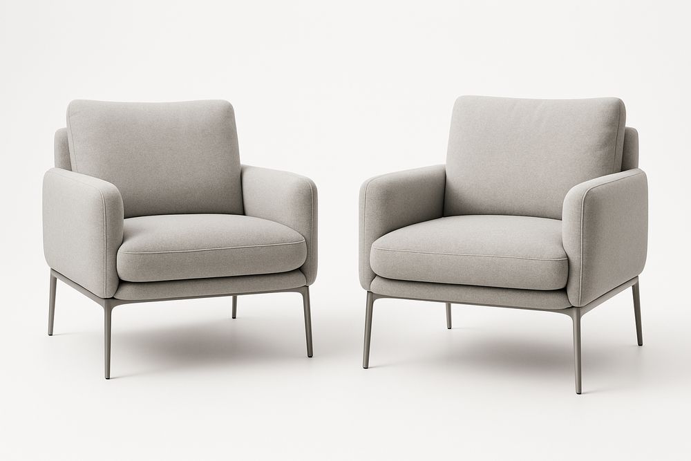 Fauteuils en Tissu avec Pieds Métalliques Gris Ensemble de 2