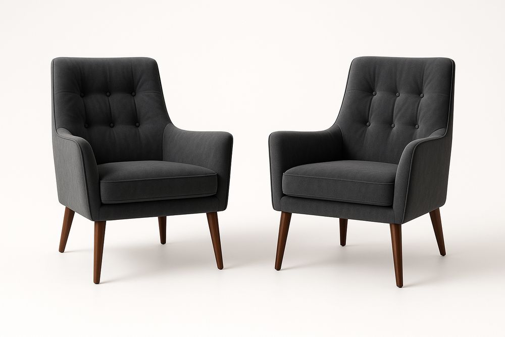 Lot de 2 fauteuils en tissu avec pieds en bois