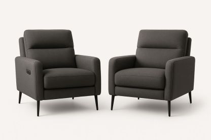 Ensemble de Deux Fauteuils en Tissu Gris Foncé
