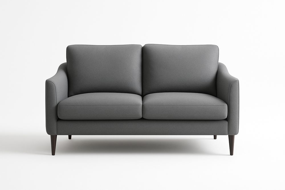 Canapé 2 places tissu polyester gris