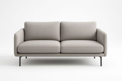 Canapé 2 Places en Tissu Gris avec Cadre Métal