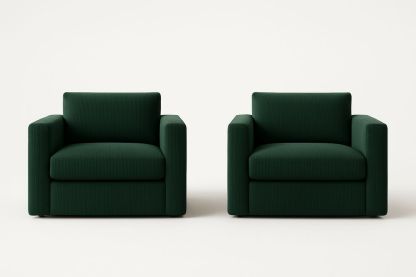 Lot de 2 fauteuils tissu vert 90x90x80 cm