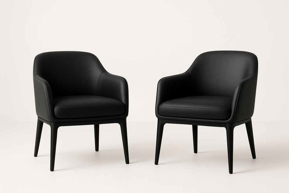 Lot de 2 fauteuils en bois et polyuréthane noir