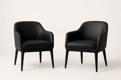 Lot de 2 fauteuils en bois et polyuréthane noir