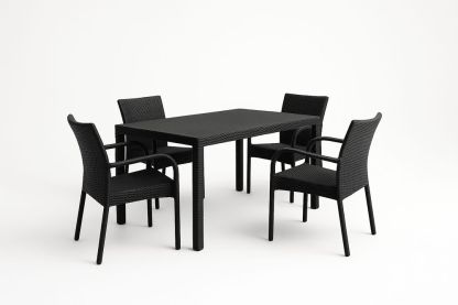 Set Tavolo e Sedie da giardino in Rattan Sintetico Nero