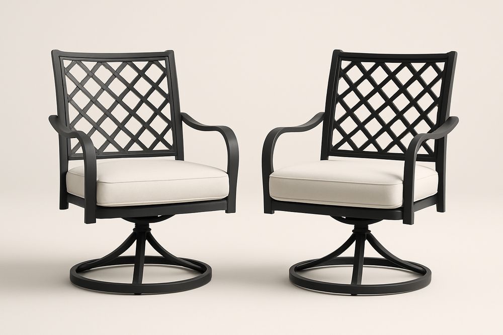 Set 2 Sedie Girevoli in Metallo con Cuscini