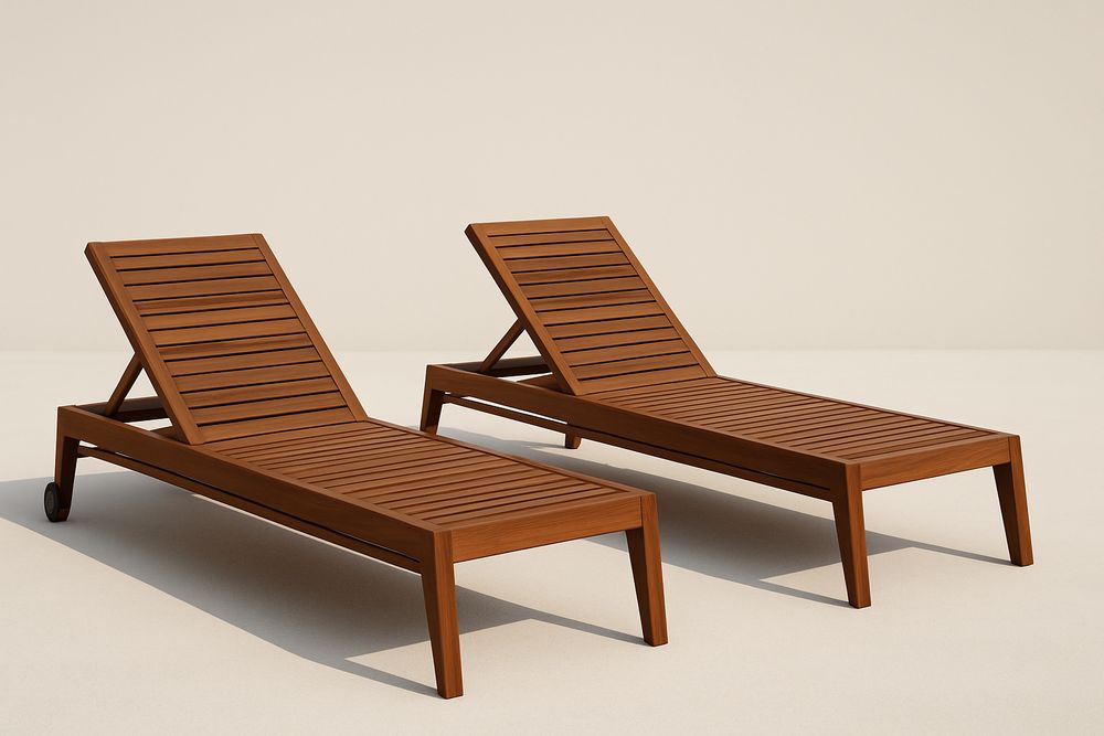 Set di 2 lettini prendisole regolabili in legno marrone