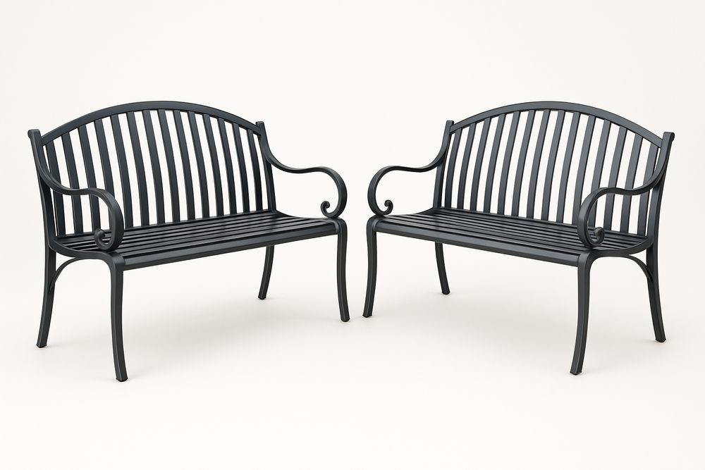 Set di Panchine in Metallo Nero