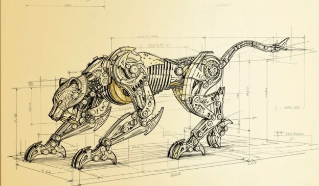 Mechanical assembly model simulation metal cheetah