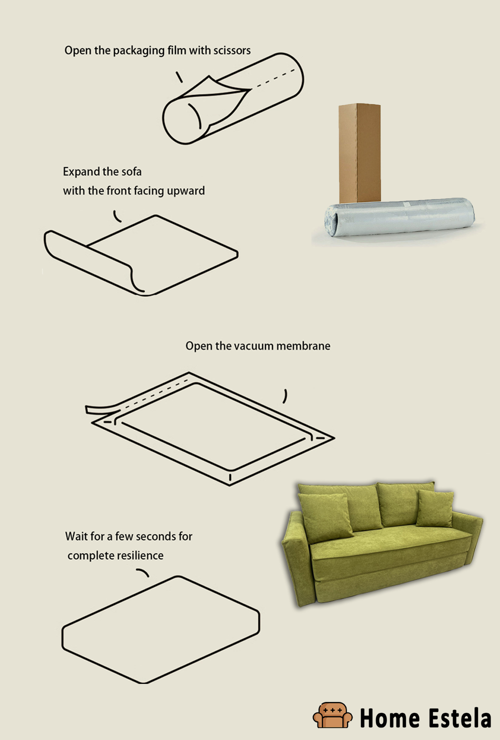 Disassembly and installation process of the sofa in a box