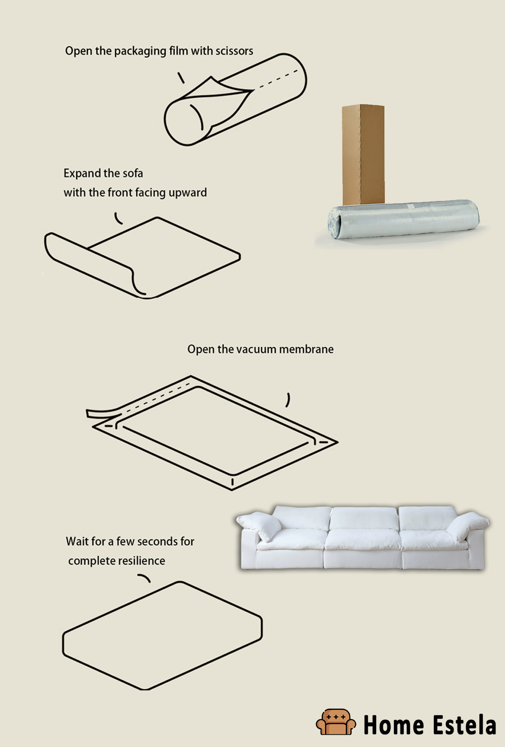 Disassembly and installation process of the sofa in a box