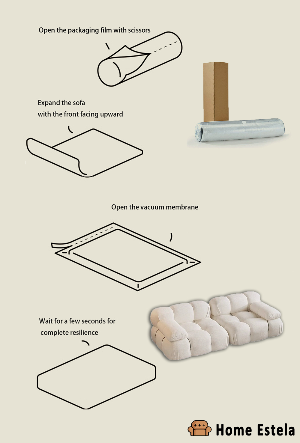 Disassembly and installation process of the sofa in a box