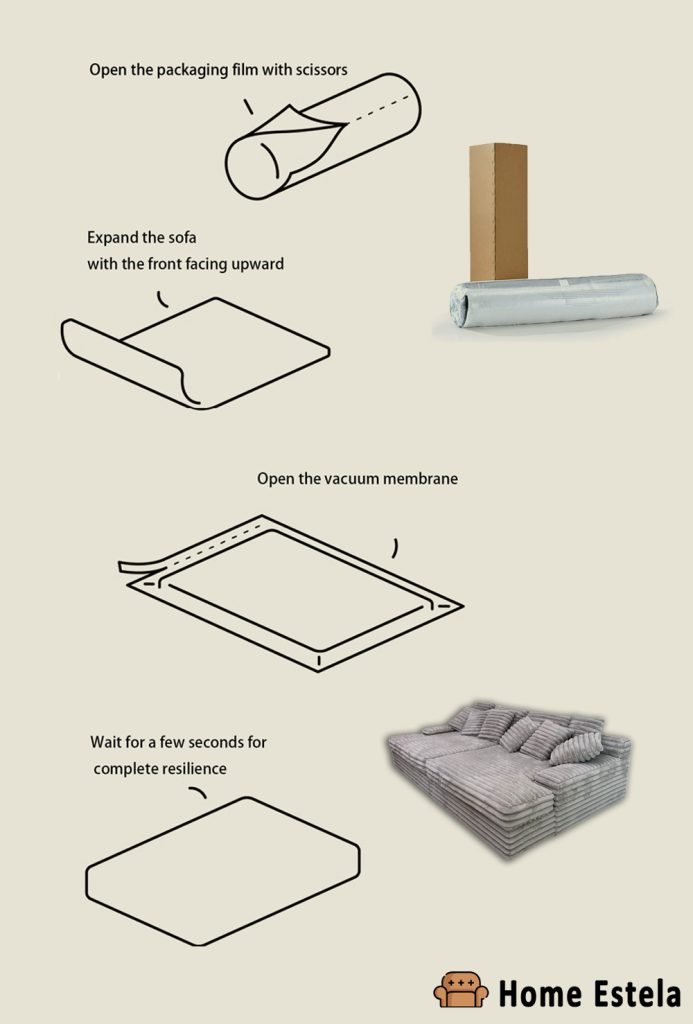 Disassembly and installation process of the sofa in a box