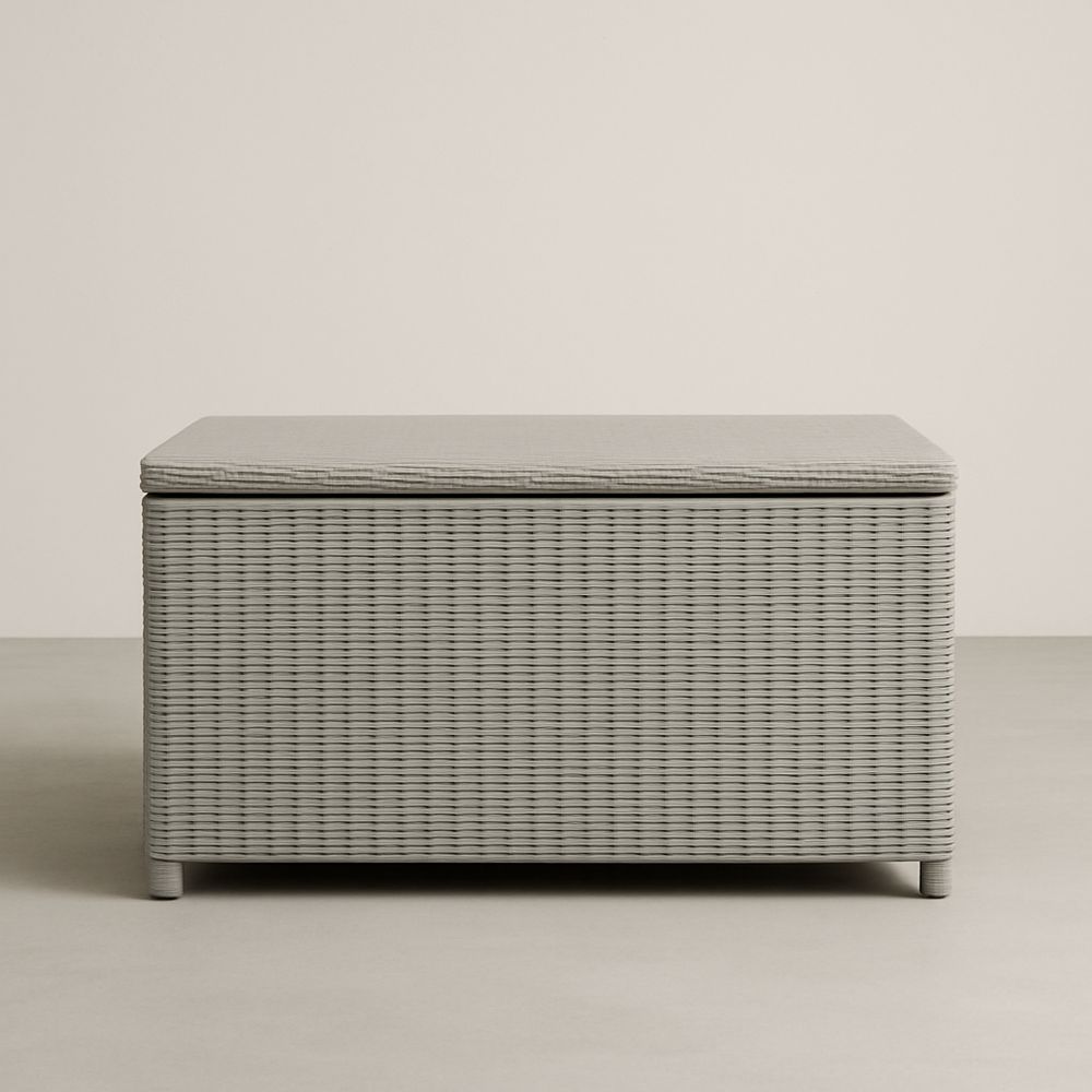 Cassetta portaoggetti rettangolare in rattan grigio-Auraverilo